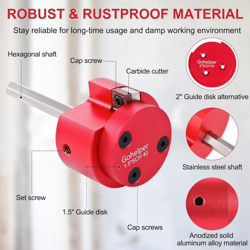 PVC Fitting Saver with 1-½-Inch and 2 Inch Head Aluminum, PVC Pipe Reamer, PVC S