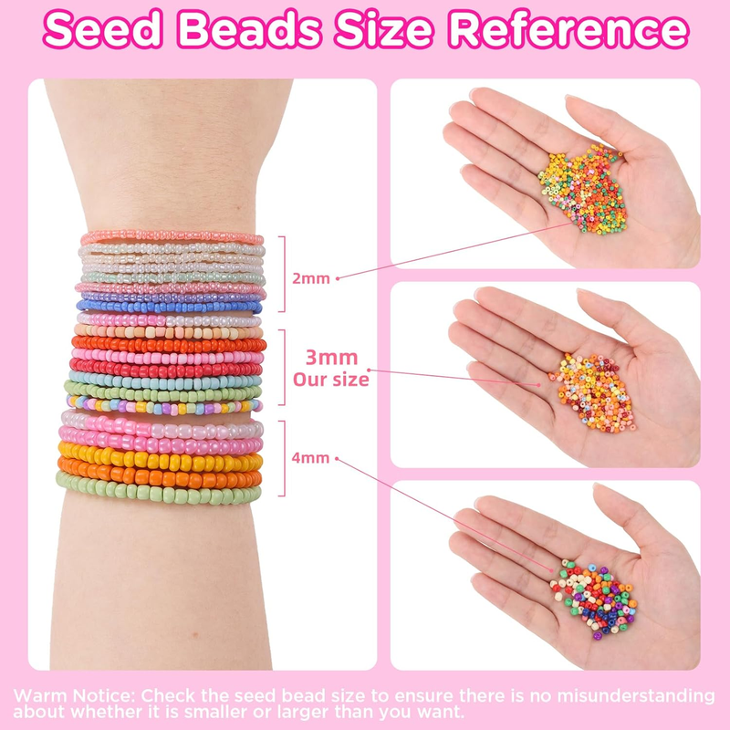 39 Colors 3mm Beads,  9600pcs Glass Seed Beads for Bracelets Making, Friendship