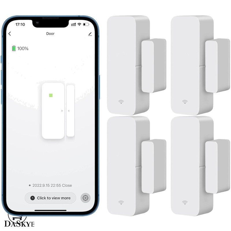 Wireless Window & Door Sensor 4-Pack - Instant Notifications, Easy