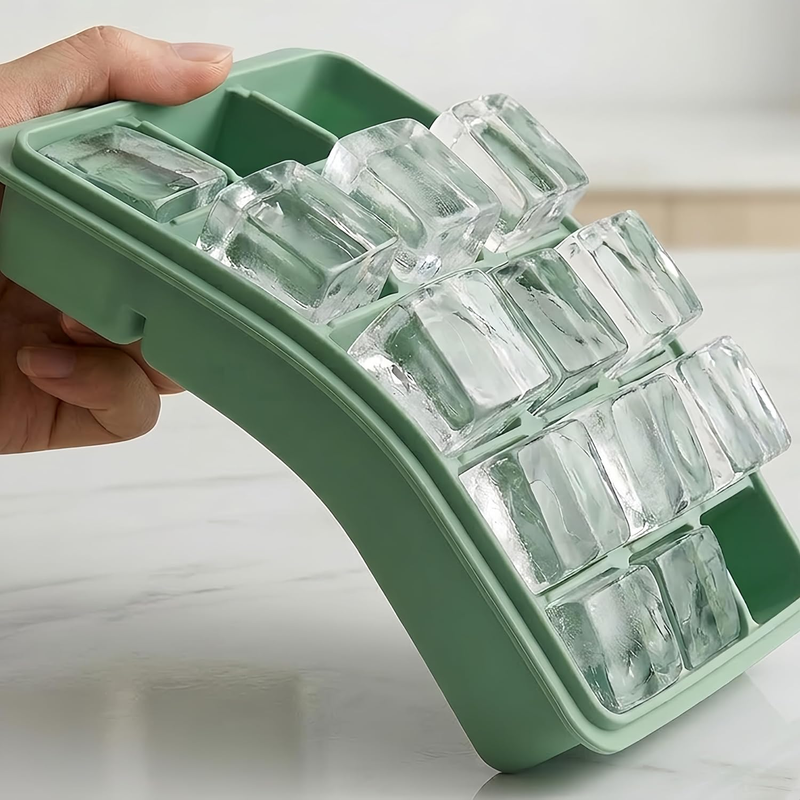 Ice Cube Trays, 1 Pack Flexible Silicone Ice Cube Mold Set, Easy Release with Re