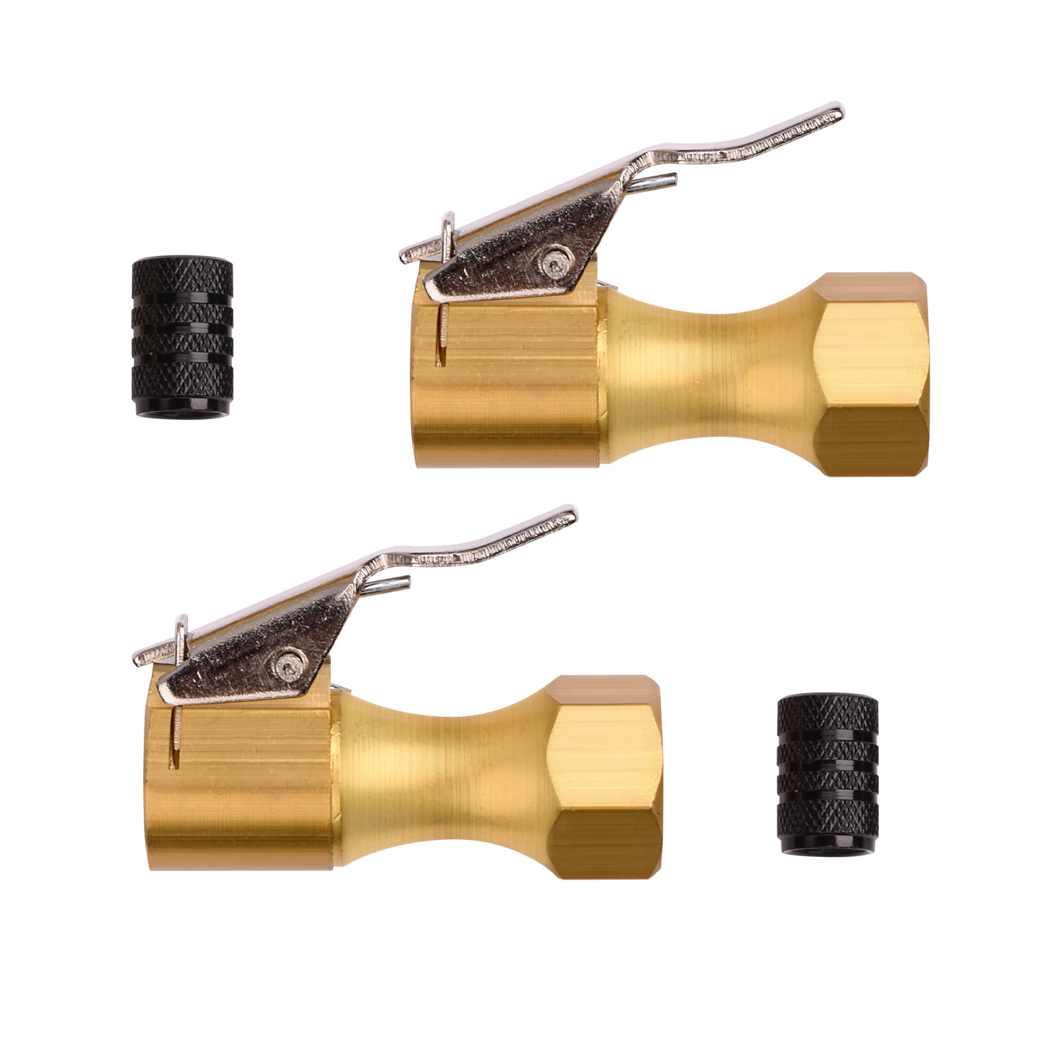 2 Pcs 1/4inch 6mm Heavy Duty Open Flow Lock In Tire Chuck With Clip Air
