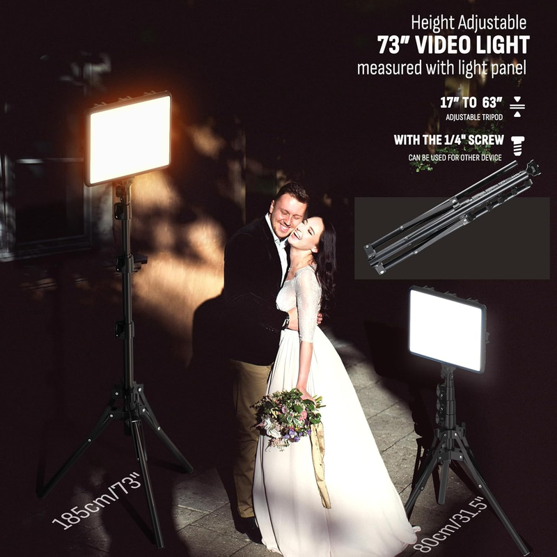 2-Pack LED Photography Lighting Kit, 15W Bi-Color Video Light Kit, 2800-6500K LE