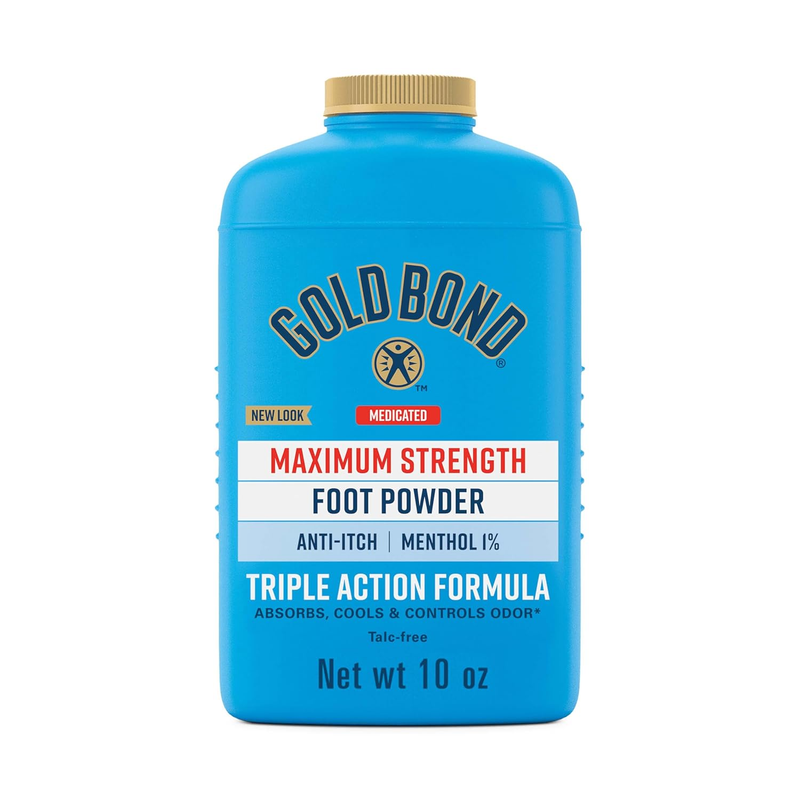 Medicated Talc-Free Foot Powder 10 Oz., Maximum Strength Odor Control & Itch Rel