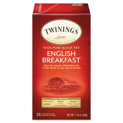 TWININGS Tea Bags English Breakfast 1.76 oz 25/Box 09181