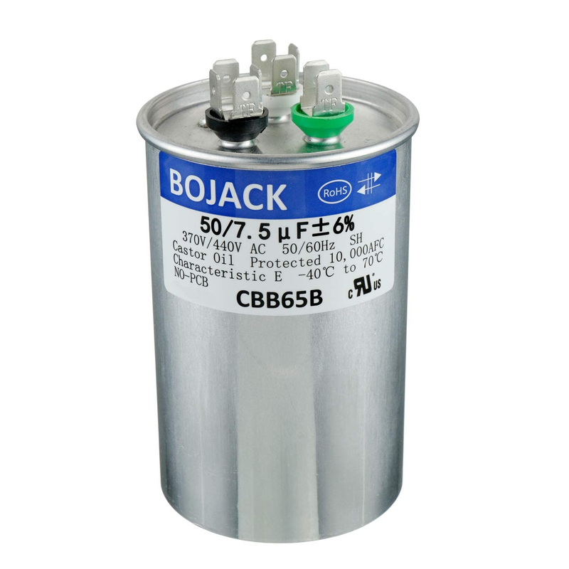 50+7.5 Uf Dual Run Capacitor for AC Motor Fan Start Heat Pump