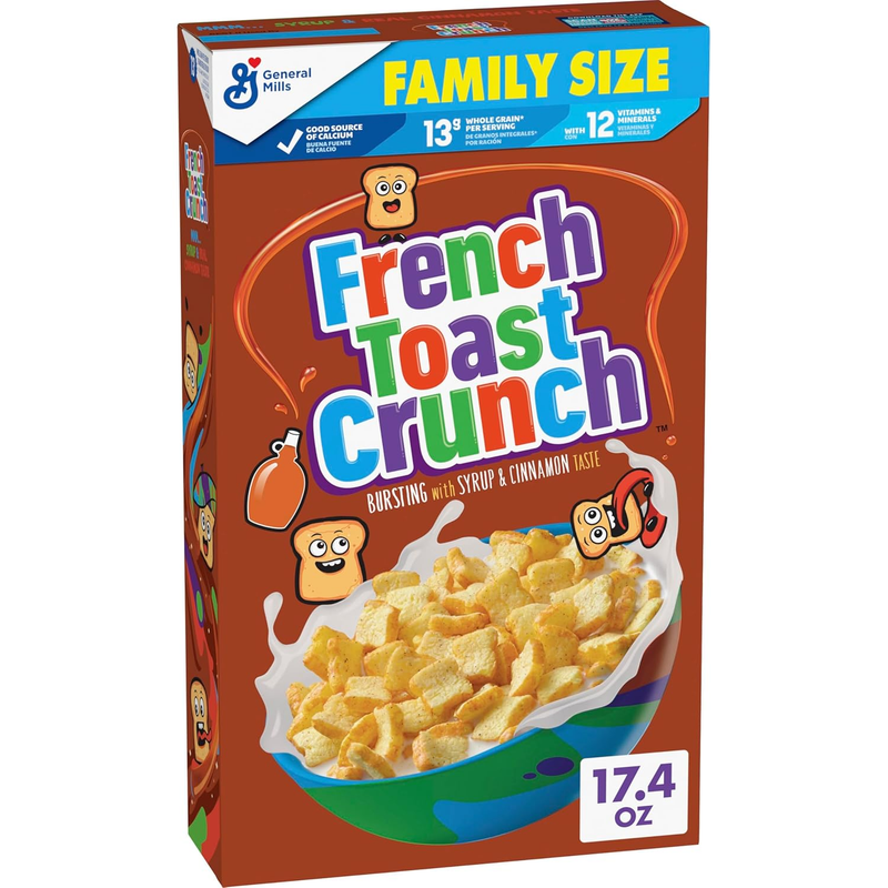 French Toast Crunch Breakfast Cereal, Syrup and Cinnamon Taste, Family Size, 17.