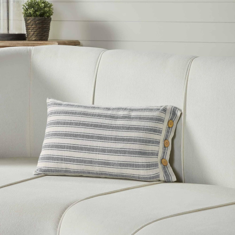 Piper Market Place Gray Ticking Stripe Pillow Cover 12in x 2