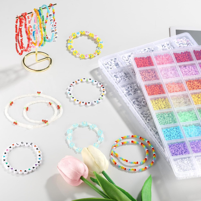 12000pcs 40 Colors 3mm Seed Beads, 780pcs A-Z Letter Bead and 180pcs 0-9 Number