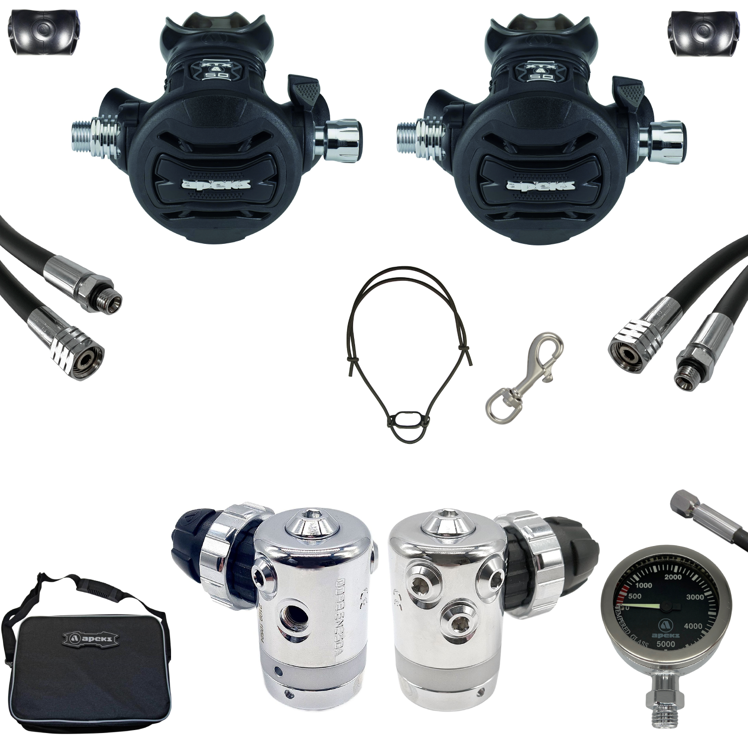 SF-1: Apeks DS4 Doppelgeräte Set - Gummi schwarz - Gummi HD - SPG 0-5000 psi