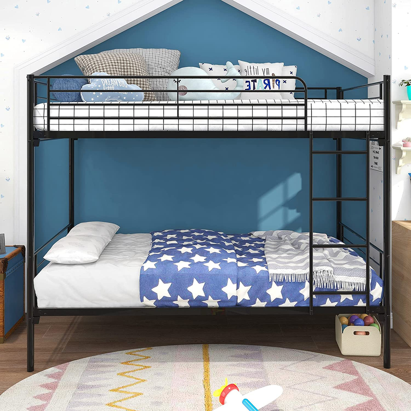 Metal Bunk Beds Twin over Twin Bunk Bed Frame, 400LBS~600LBS Weight Capacity, He