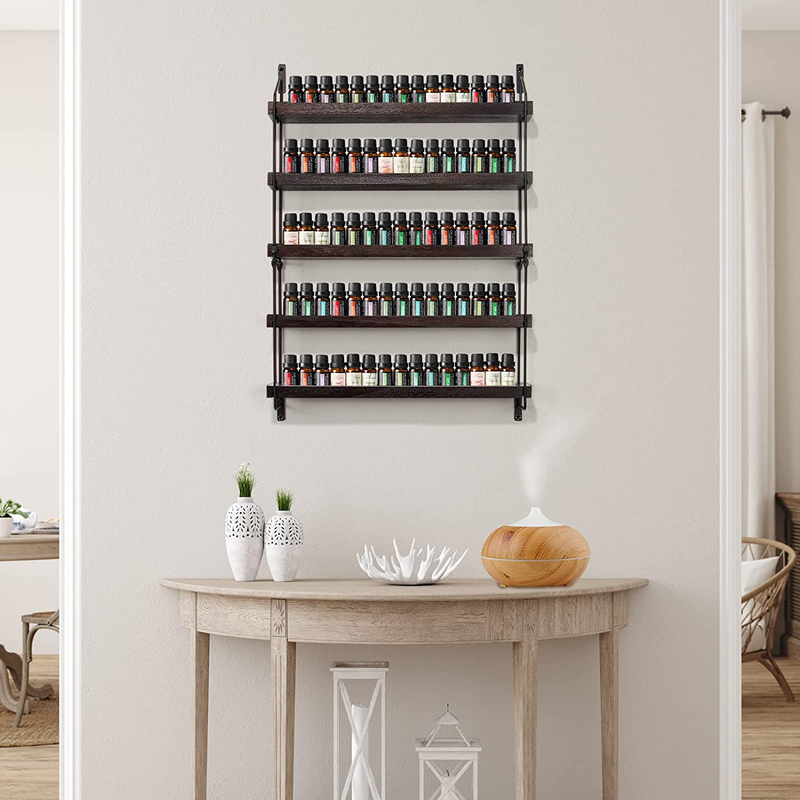 Essential Oil Storage Shelf Wall Mounted Wooden Essential Oil Collection Display