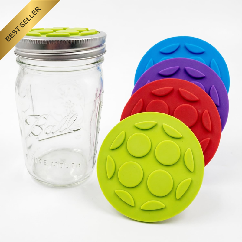4 Pack Fermentation Lids for Wide Mouth Mason Jars,Bpa-Free Silicone Self-Burpin