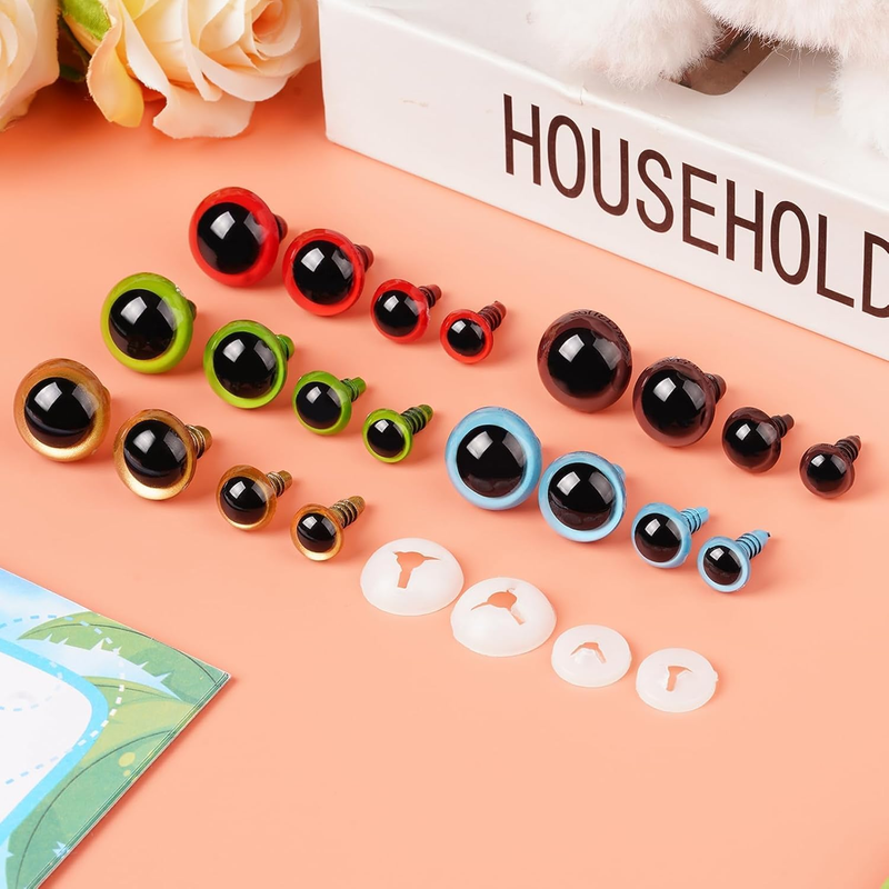 160pcs Safety Eyes for Amigurumi with Washers 10/12/16/18mm Colorful Plastic Saf