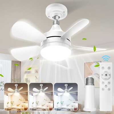 Socket Ceiling Fans with Lights and Remote- Socket Fan light with Dimmable Led