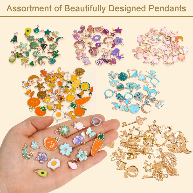 200Pcs Charms Bulk Bracelet Necklace Pendants for DIY Jewelry Craft Making