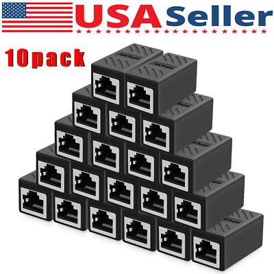 10 PACK RJ45 Inline Coupler Cat6/Cat5e Ethernet Network Cable 