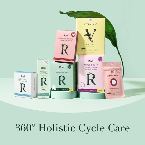 Rael Organic Cotton Cover Sanitary Napkins With Wings, Unscented, Petite Size