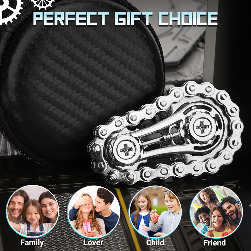 Sprocket Fidget Chain Bike Spinner Toy for Kids Adults, Gear Hand Spinner for Bo
