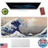 SSOIU Extended Gaming Mouse Pad (35.5x15.7 in), Large Stable Rubber Base Mousepad with Stitched Edges, Keyboard Mouse Mat Desk Pad for Work, Game, Office, Home - Great Wave Off Kanegawa