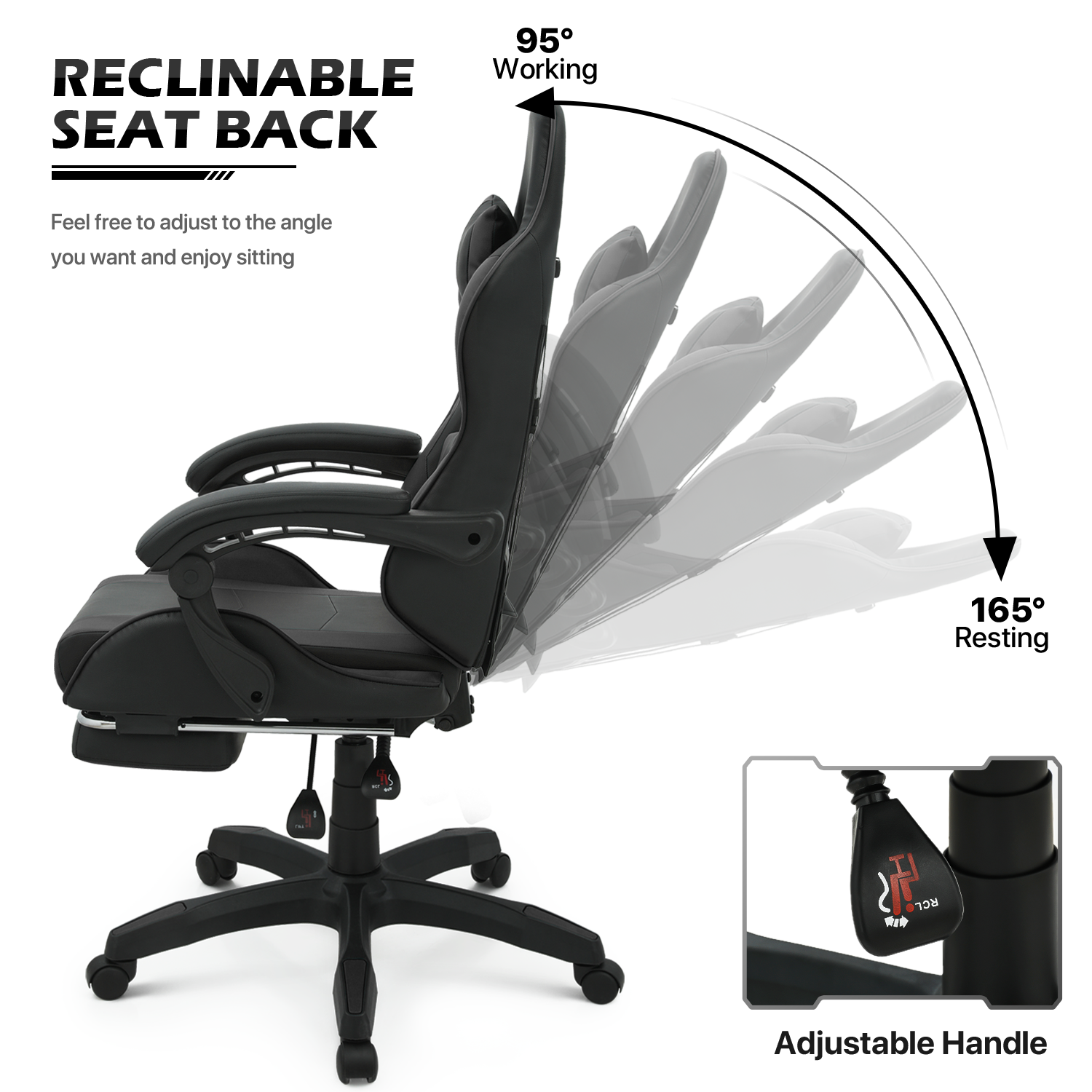 [LUMBAR SUPPORT+FOOTREST] Reclinable Gaming Chair Ergonomic Computer Swivel Seat
