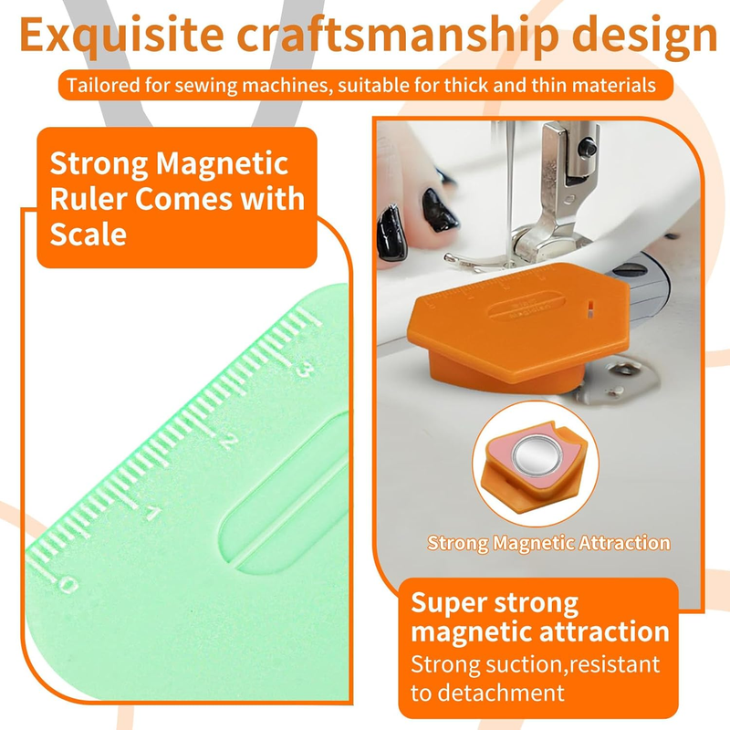 Magnetic Seam Guide for Sewing Machine, 3PCS Polygonal Multifucntional Seam Guid