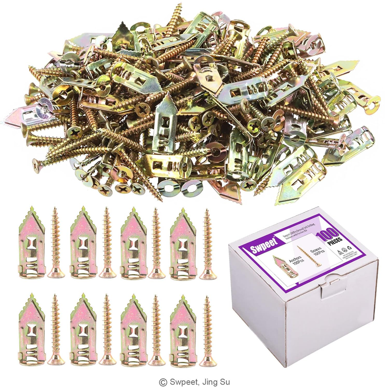 200Pcs Drywall Self-Drilling Anchors with Screws Kit, No Drill Or Holes in Wall