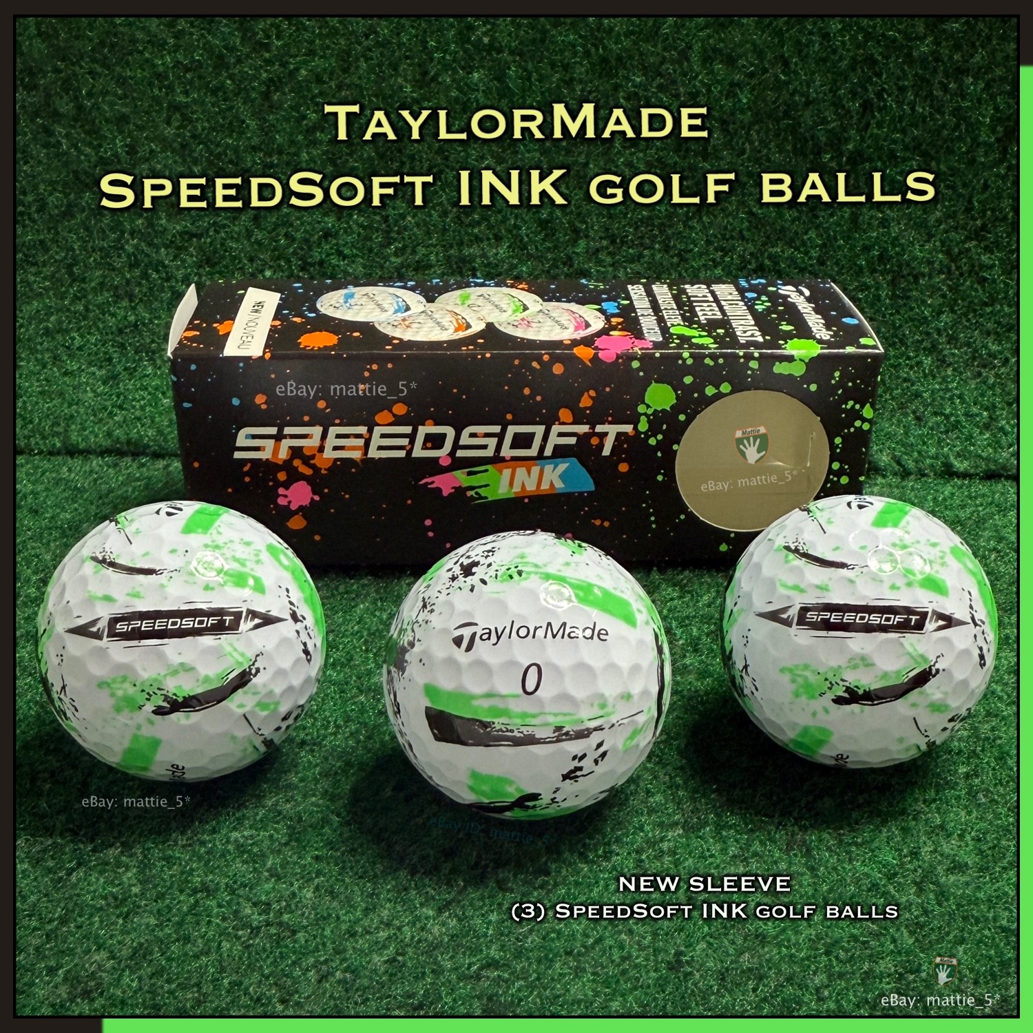 TaylorMade SpeedSoft Ink 緑 新品 ３ダース TaylorMade Speedsoft INK GREEN Golf Balls - NEW Sleeve (3