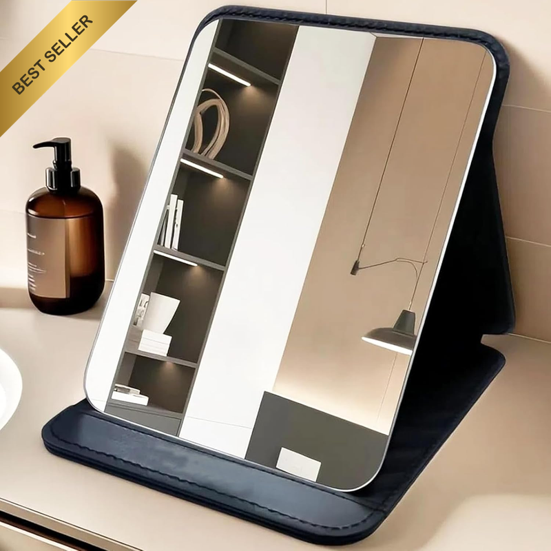 Ultra-Light Portable Foldable Small Mirror with Adjustable Stand - Ideal for Tra