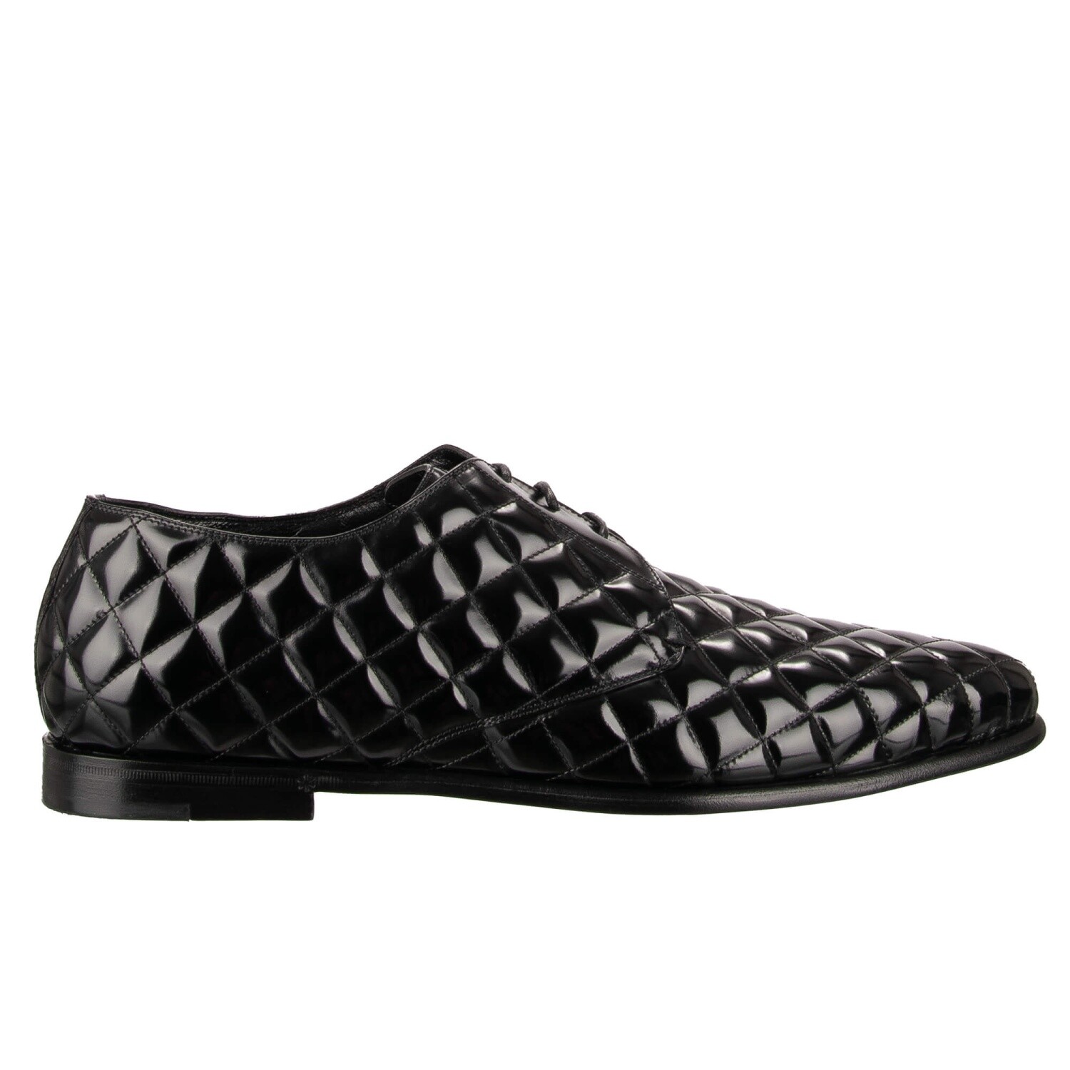 Pre-owned Dolce & Gabbana Quilted Stitched Leather Derby Shoes Copernico Black 12723