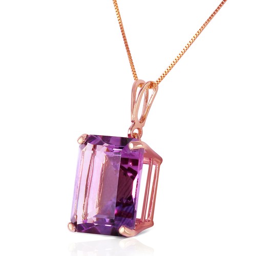 Pre-owned Galaxy Gold Products 6.5 Carat 14k Solid Rose Gold Necklace Octagon Purple Amethyst