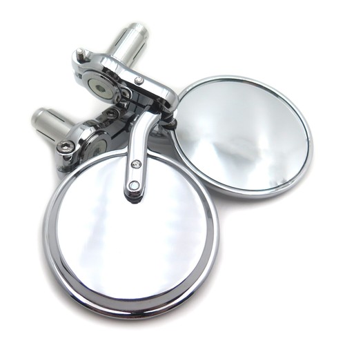Chrome Foldable Universal Motorcycle Round 1" 25 mm Handle Bar End Side Mirrors