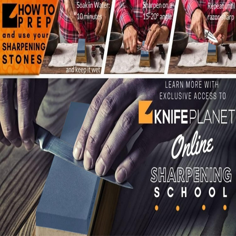 Knife Sharpening Stone Set – 400/1000 and 3000/8000-Grit Professional, Safe Knif