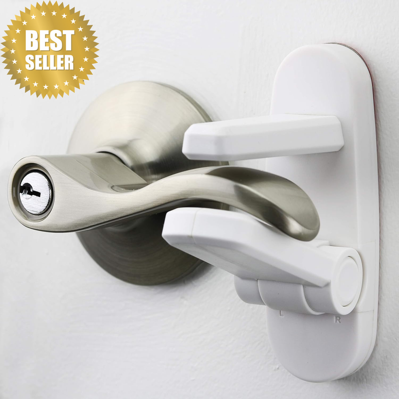 Improved Childproof Door Lever Lock 4-Pack Prevents Toddlers from Opening Doors.