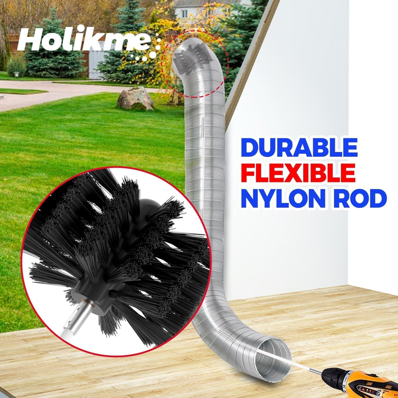 10 Pieces Dryer Vent Cleaning Kit,Cleaning Tools, Include 25 Feet Brush,Omnidire