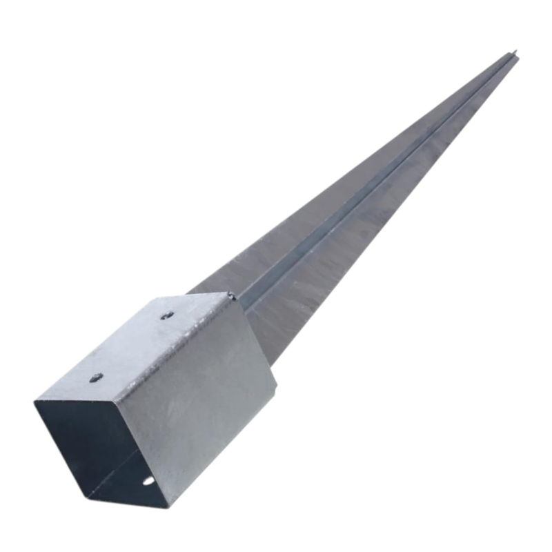 Galvanised Ground Socket, 80X80mm Square Post Support Spike, Hot-Dip Steel, Driv