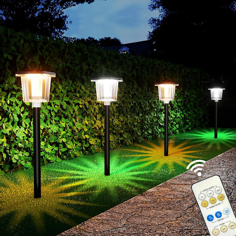 Solar Pathway Lights Outdoor Cool & Warm White 2 in 1 Solar Garden Lights Bright