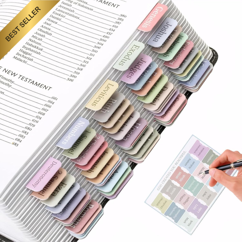 75 Pcs Bible Tabs for Women, Large Print Laminated Bible Stickers, Bible Journal