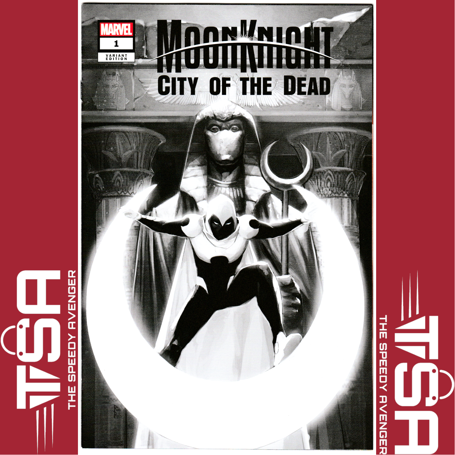 MOON KNIGHT CITY OF THE DEAD #1 Rod Reis SDCC B&W Variant SCARLET SCARAB! LTD 3K