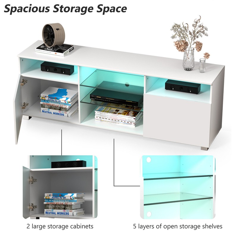 47"/57"/65" Modern LED High Glossy TV Stand, Media Console, Entertainment Cente