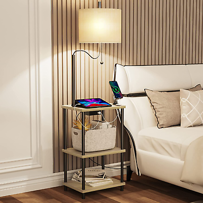 End table with usb 2024 port and lamp