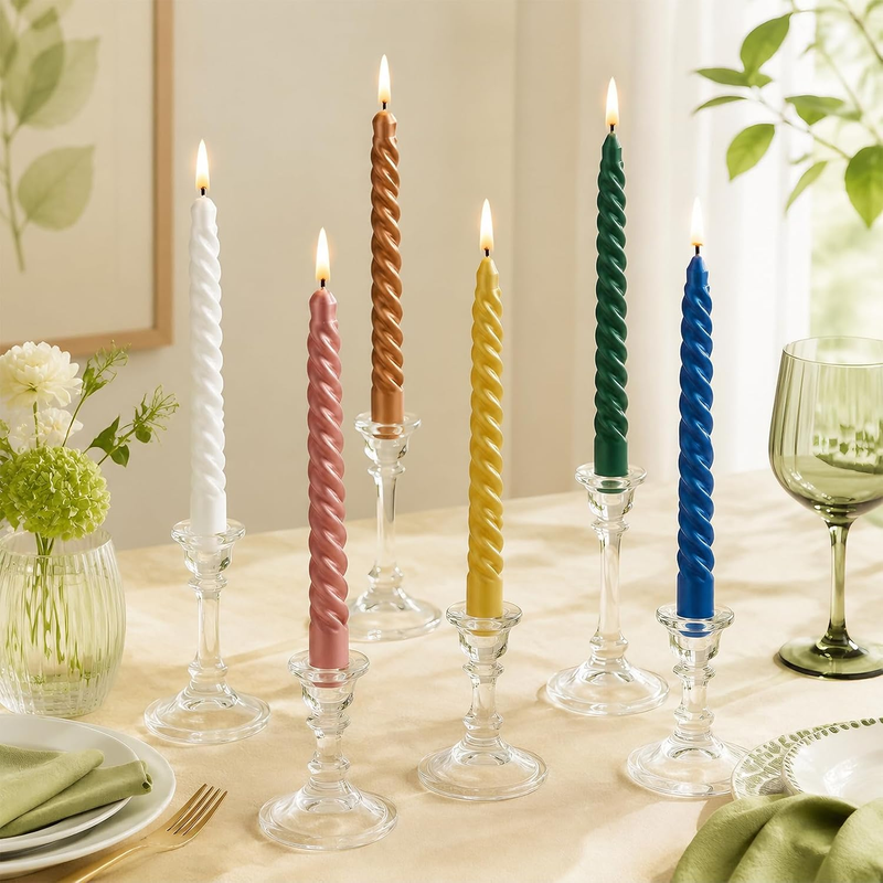 Stabkerzen Bunt Tafelkerzen 20 Stück, Tropffreie Bunte Kerzen 2×25 Cm