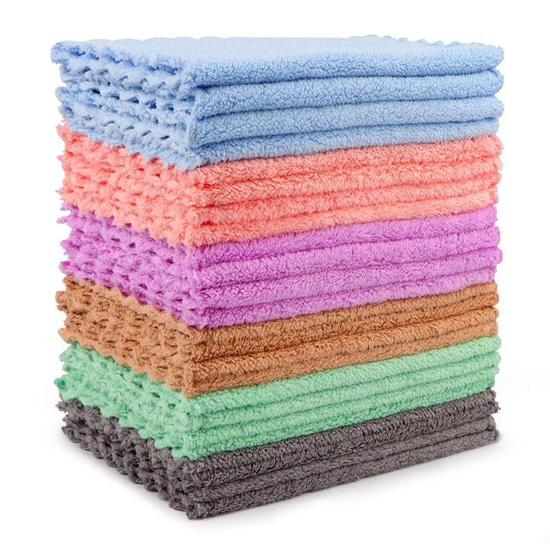 HOMEXCEL Coral Velvet Kitchen Dishcloths 24 Pack,Soft Reusable Dish Towels, Cora