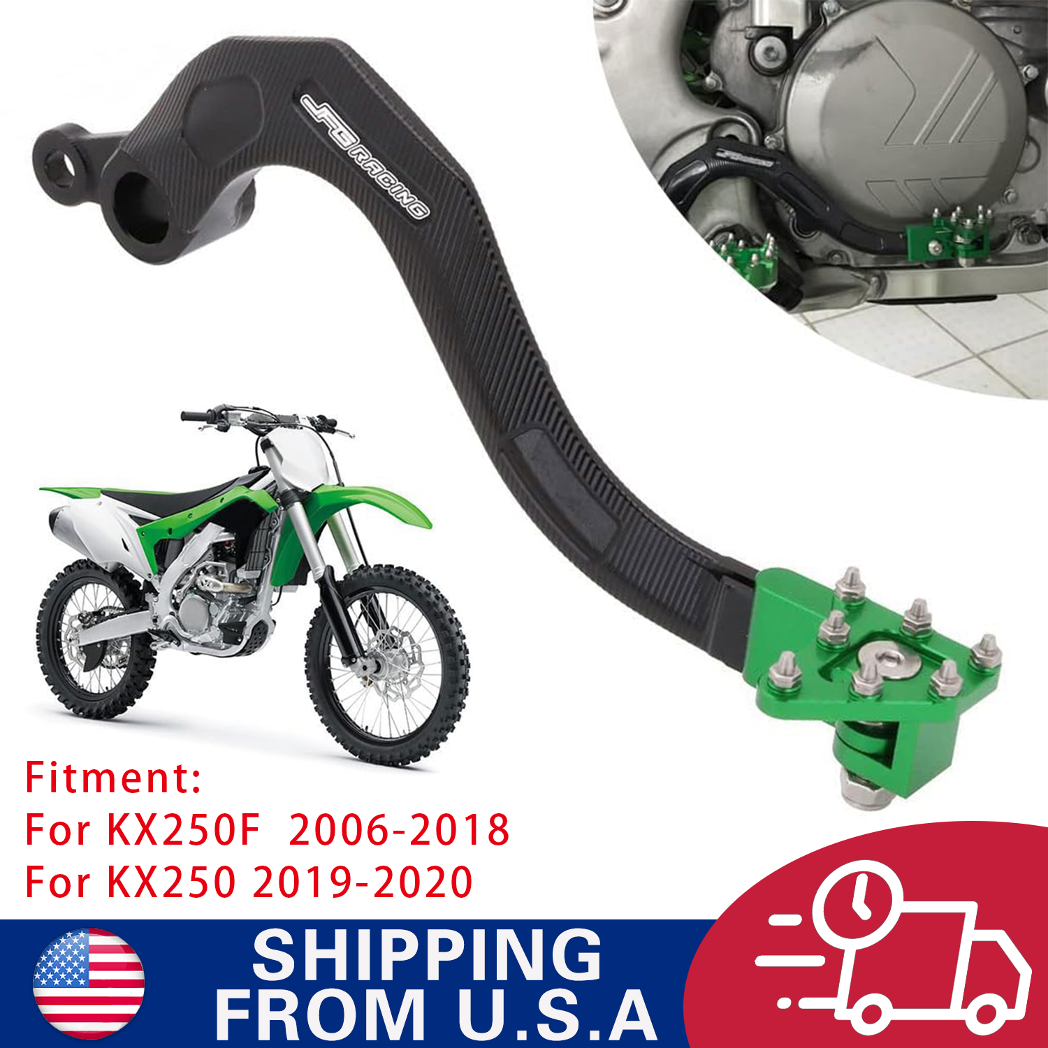 Motorcycle Rear Brake Foot Pedal Lever For KX250F 2006-2018 KX250 2019-2020