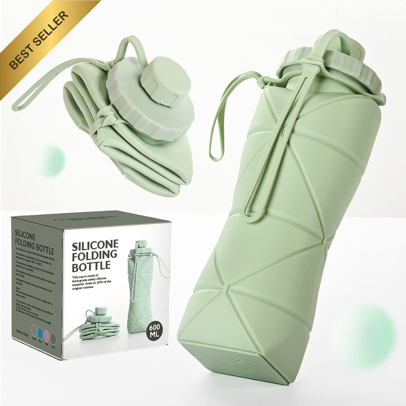 Collapsible Water Bottle, Silicone Foldable Water Bottles for Travel, Easy-To-Ca