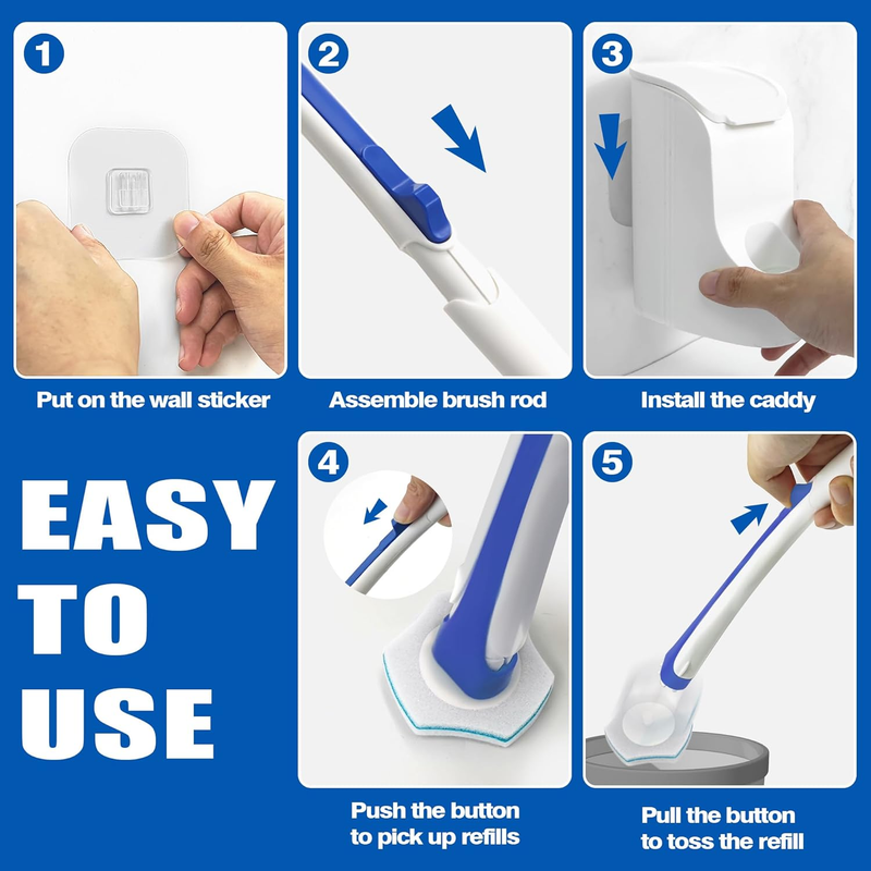 Disposable Toilet Brush with 48PCS Wand Cleaner Refills, Wall Mounted Toilet Bow