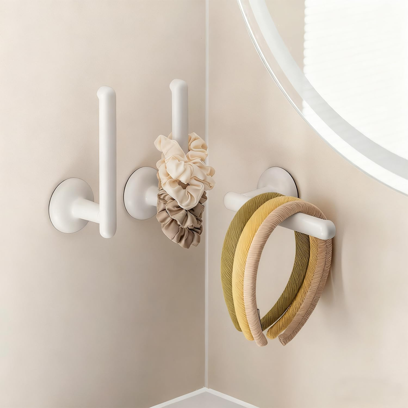 Suction Cup Hair Accessory Organizer - Wall Mounted Hair Tie Holder & Headband H