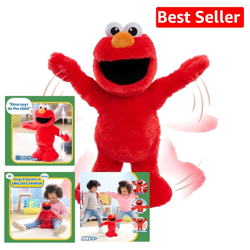 Elmo Slide Interactive Plush Toy – Dancing, Singing & Bilingual