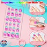 240 Pieces Fake Nails for Kids Girls Artificial Kids Press on Nails Full Cover Short Acrylic Stick On Nails False Nail Tips Kit for Children Little Girls Nail Art Decoration (Cute)