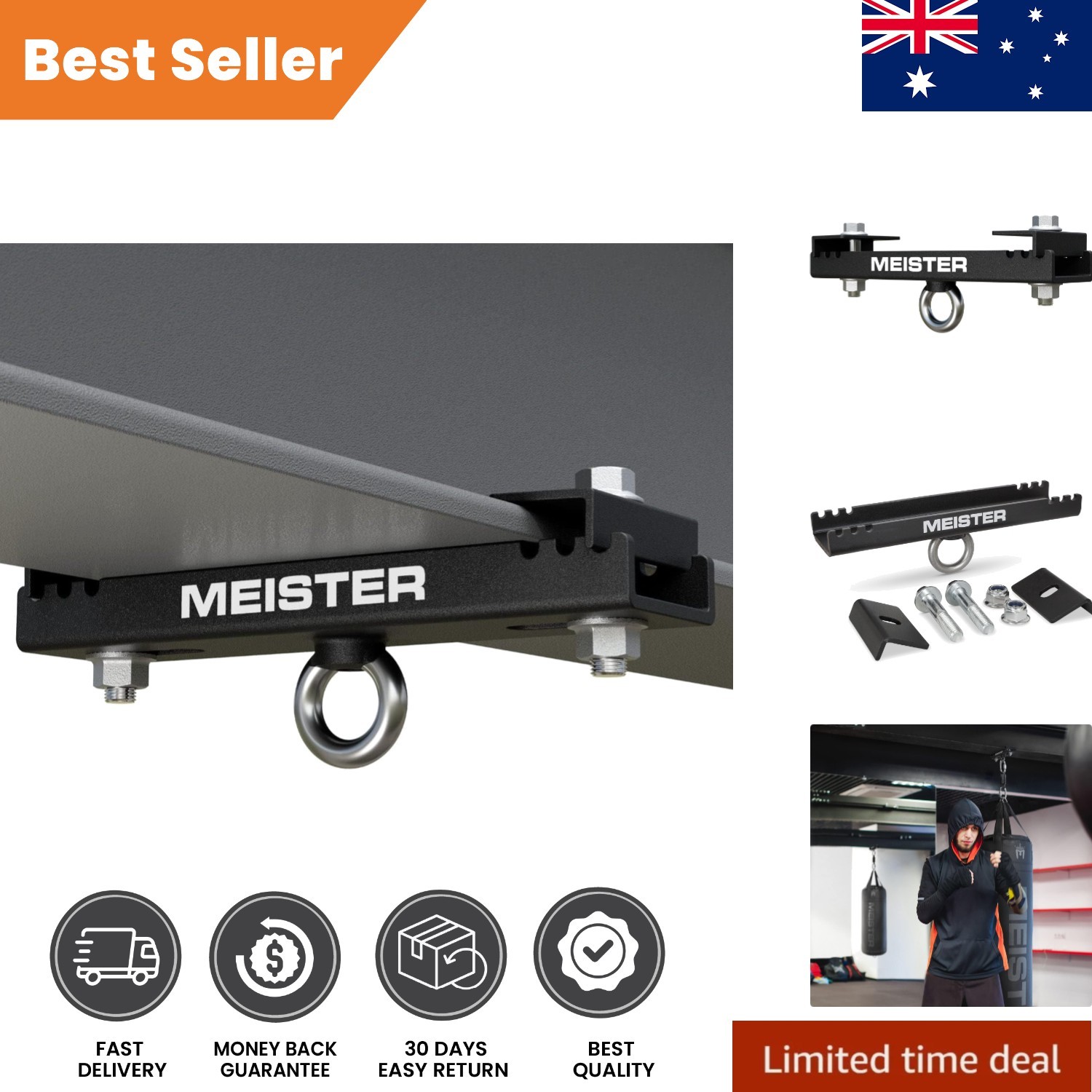 Beam Clamp Hanger for Heavy Bags and Ceiling Fixtures - Adjustable Size Options