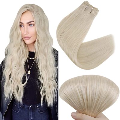 Weft Human Hair Extensions Sew In Blonde Double Weft Weave Remy Thick Hair 100g
